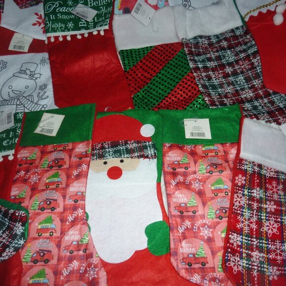 NWT Lot of 22 Christmas Stockings in Small, Medium and Large Assorted Prints - Picture 7 of 12